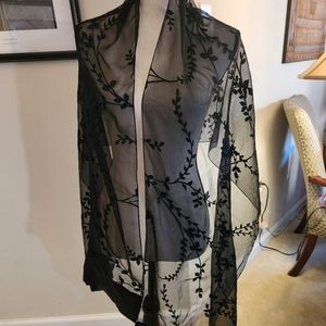 Black lace embroidered wrap